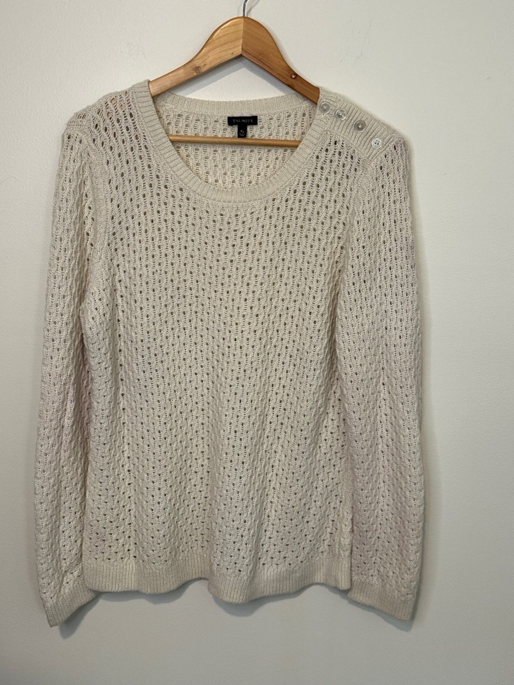 Talbots Chunky Open Knit Sweater XL Cream Off White